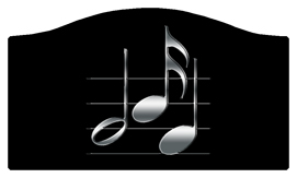 DASHELL-382-SL-BK Silver Music Notes Black Background